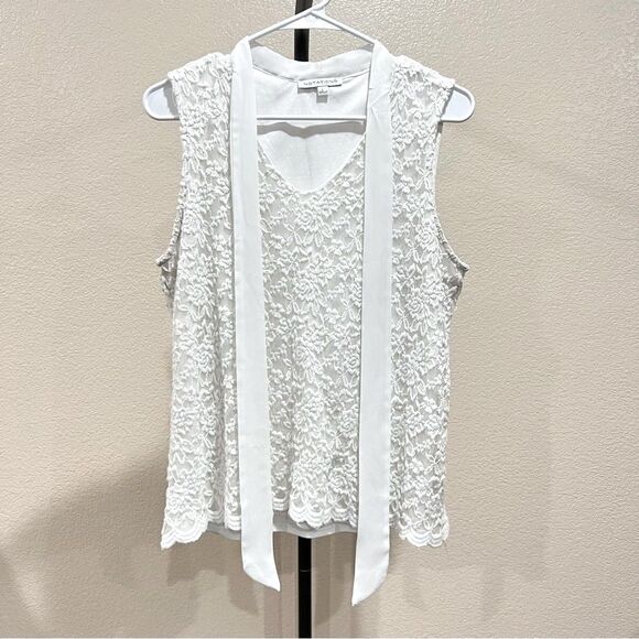 Notations Ivory Lace Lined Sleeveless Top Large - Picture 2 of 7
